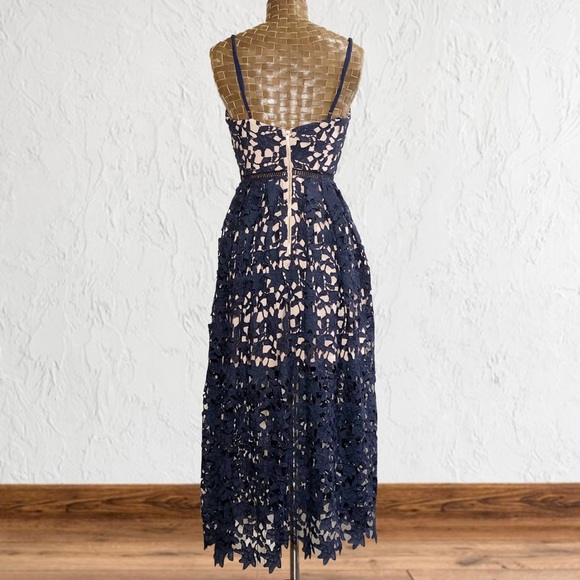 Aqua Lace Overlay Midi Dress - Picture 4 of 16